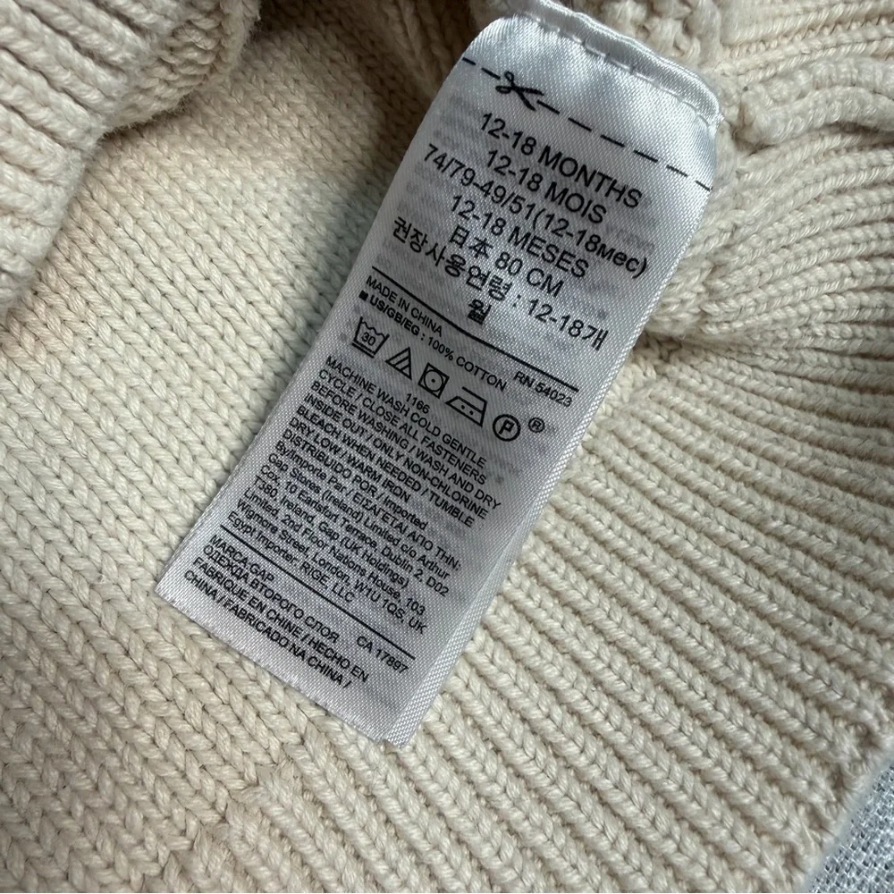 Baby GAP 12-18‎ Months Fisherman Sweater Cable Knit Button Collar Cotton